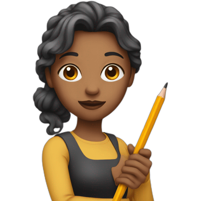 woman holding a pencil emoji