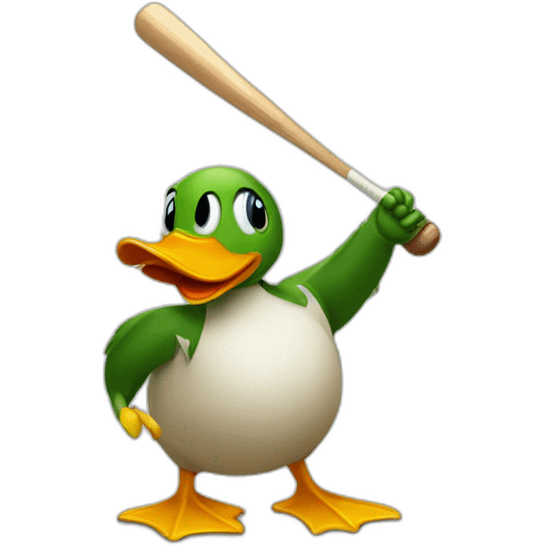 Duck playing cricket emoji