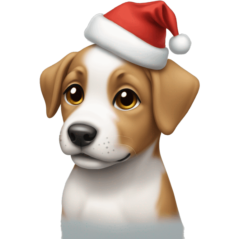 puppy with a christmas hat emoji