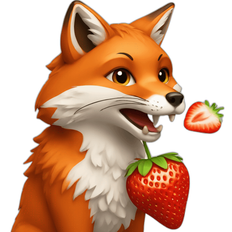 fox eating strawberry emoji