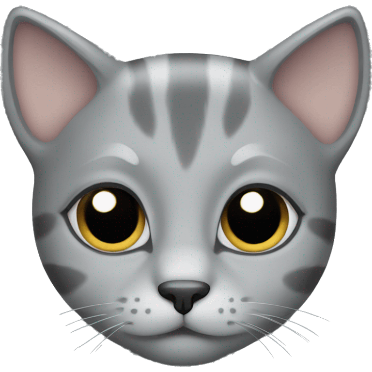 Grey kitty with black eyes emoji