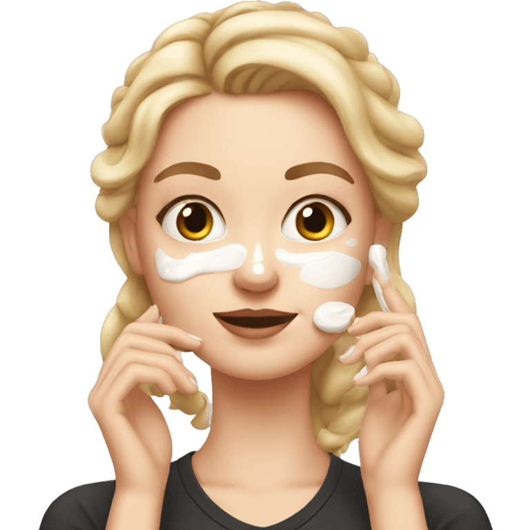 white girl applying cream on face emoji