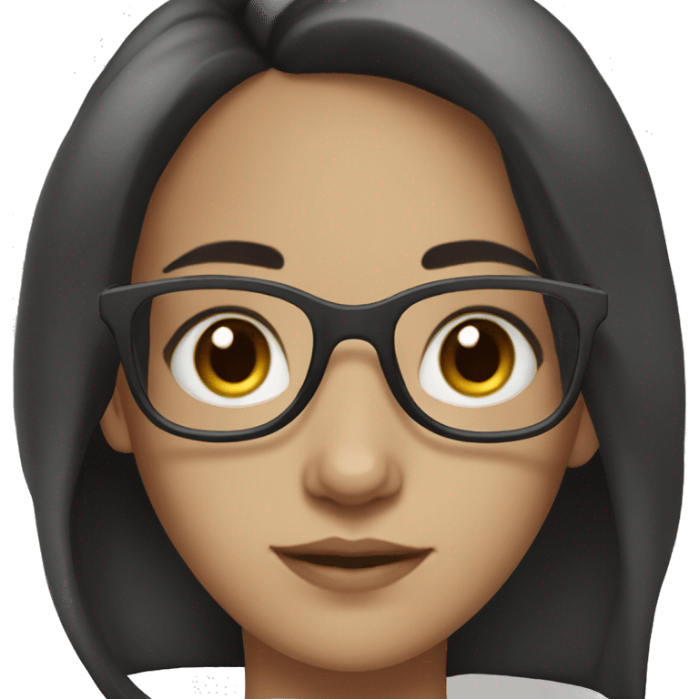 Girl white skin black hair brown eyes with glasses emoji