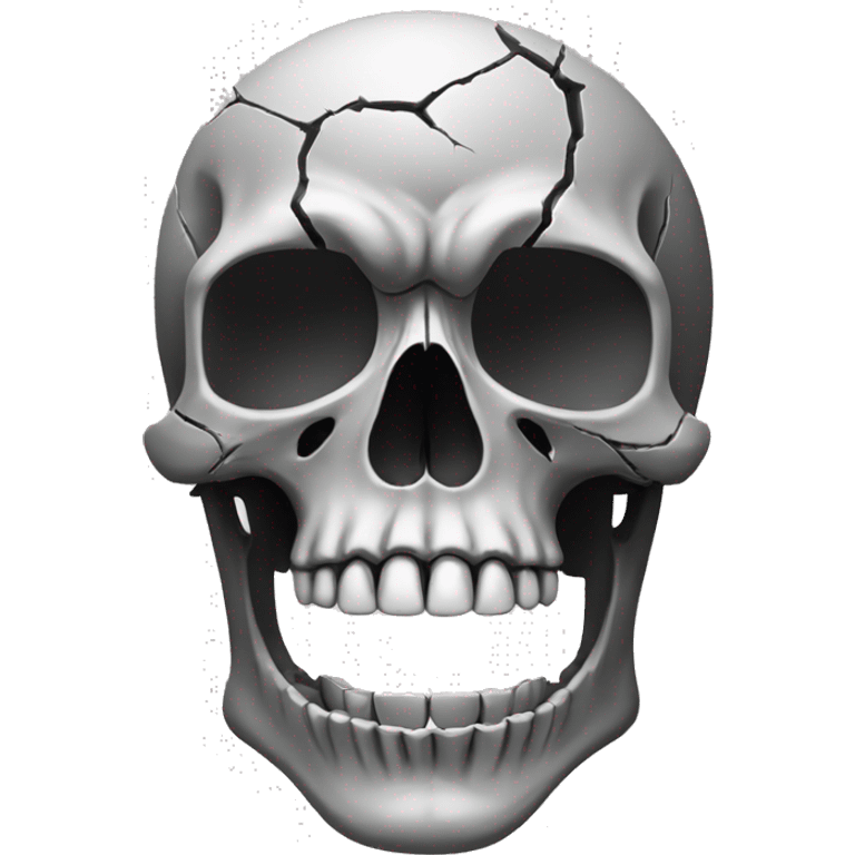 grey long skull open mouth cracked on half emoji