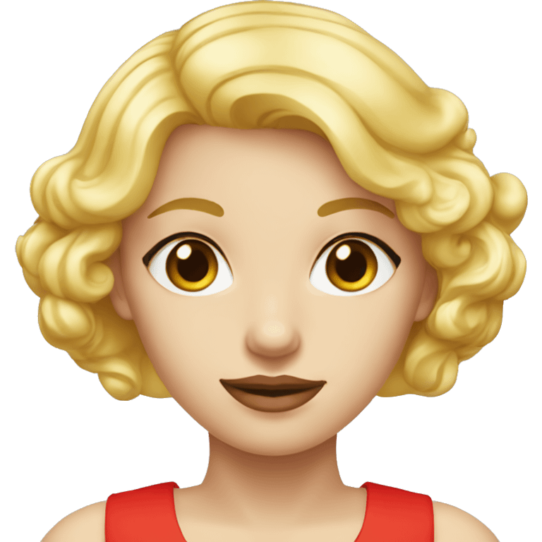 Fille très jolie blonde au yeux bleu avec robe rouge  emoji