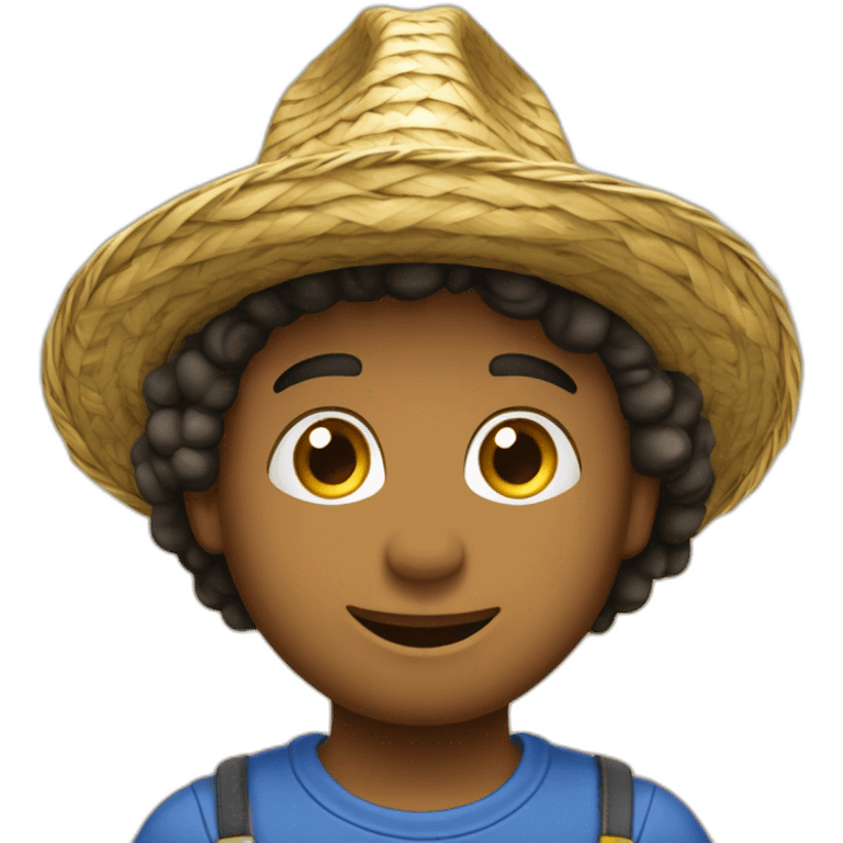 Garçon avec un chapeau de paille emoji