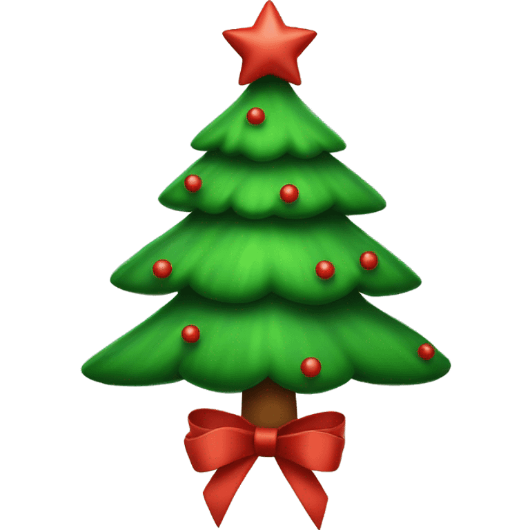 Green Christmas tree with red rebbons  emoji