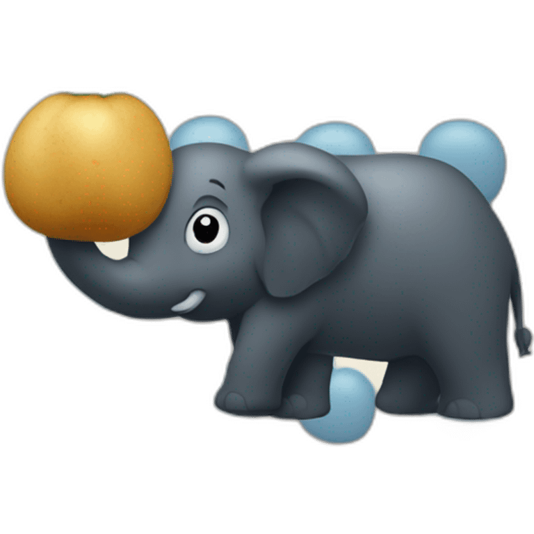 Une patate bleu avec un éléphant noir qui courre lentement emoji