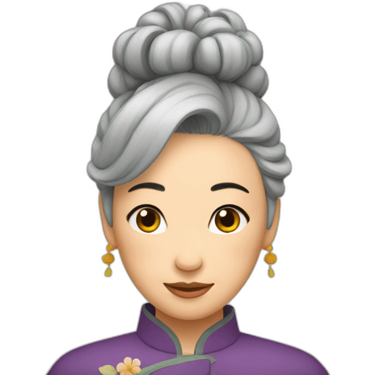 Chinese lady grey hair up side down pasture emoji