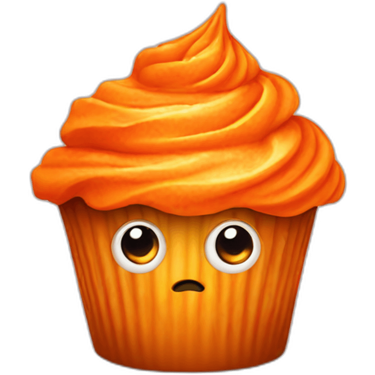 orange cupcake with eyes emoji