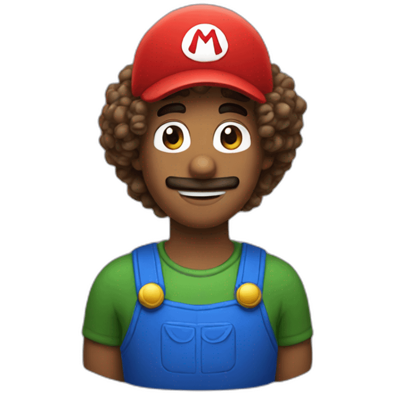 person with curly hair and super Mario cap emoji