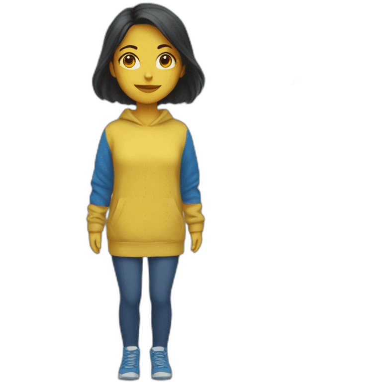 Girl in blue and yellow sweater emoji