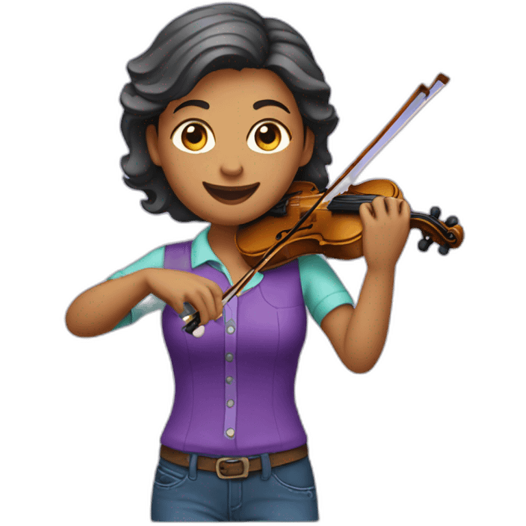 Female violin gardener purple shirt emoji