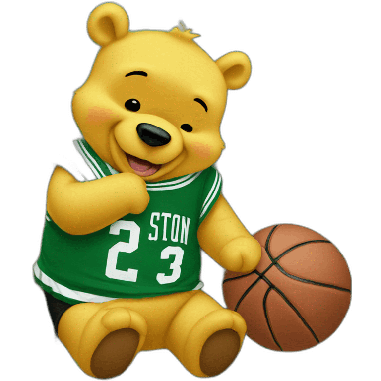 Winnie-the-Pooh wearing boston celtics jerssey emoji