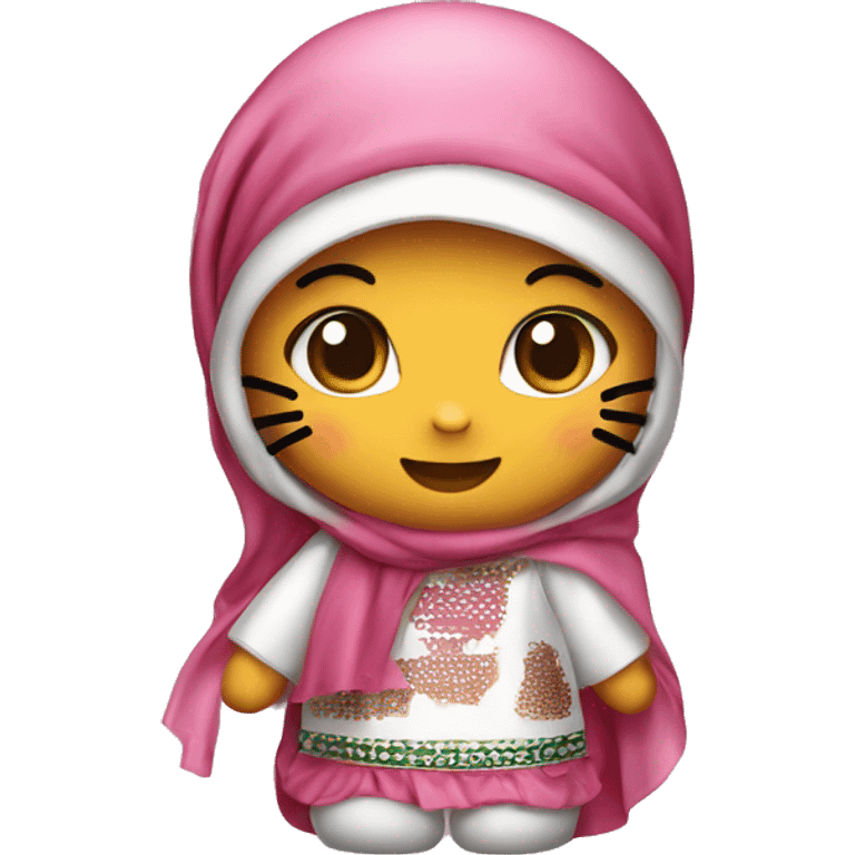 Cute Hello kitty wearing a keffieh emoji