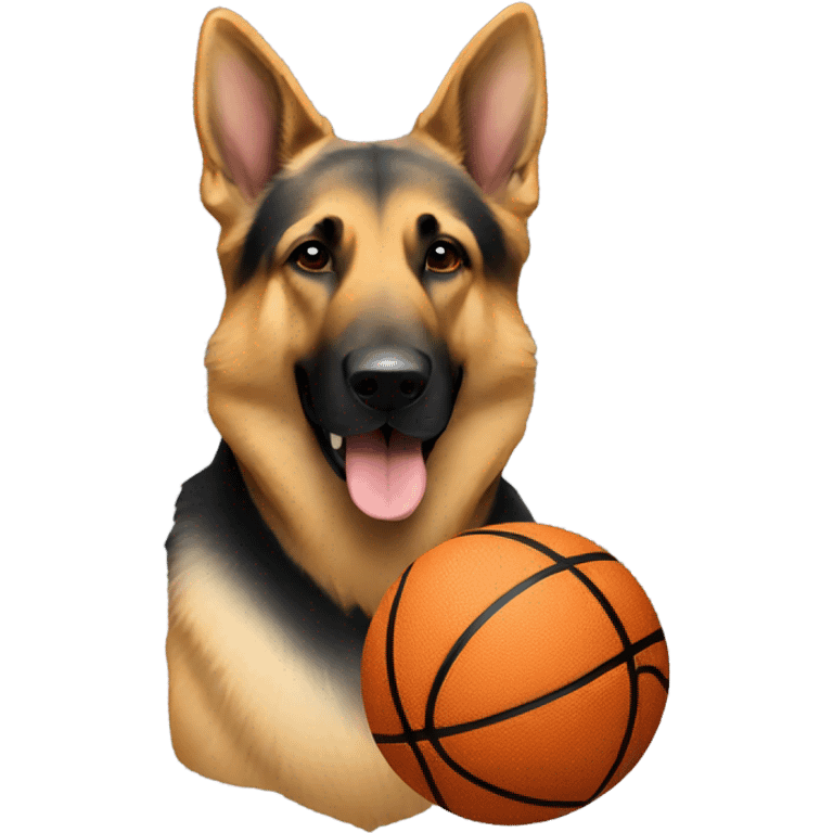 German shepherd with basketball emoji