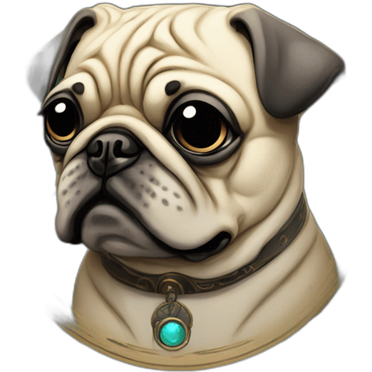 A cyberpunk pug in Art Nouveau style during 1910 emoji