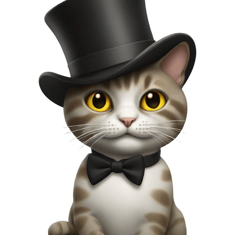 Cat with a top hat smoking a cigarette emoji