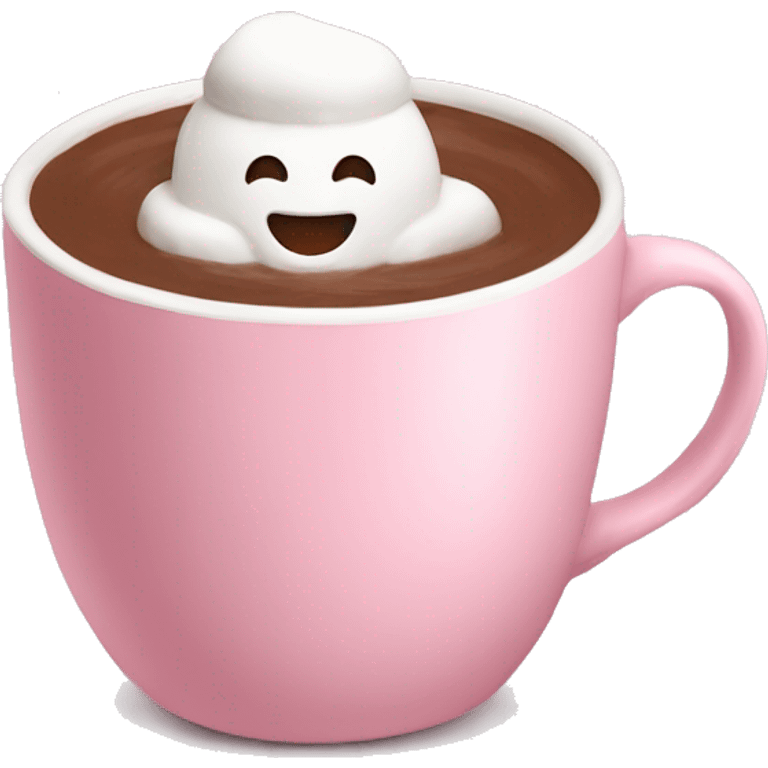 Hot chocolate with marshmallows in light pink cup emoji