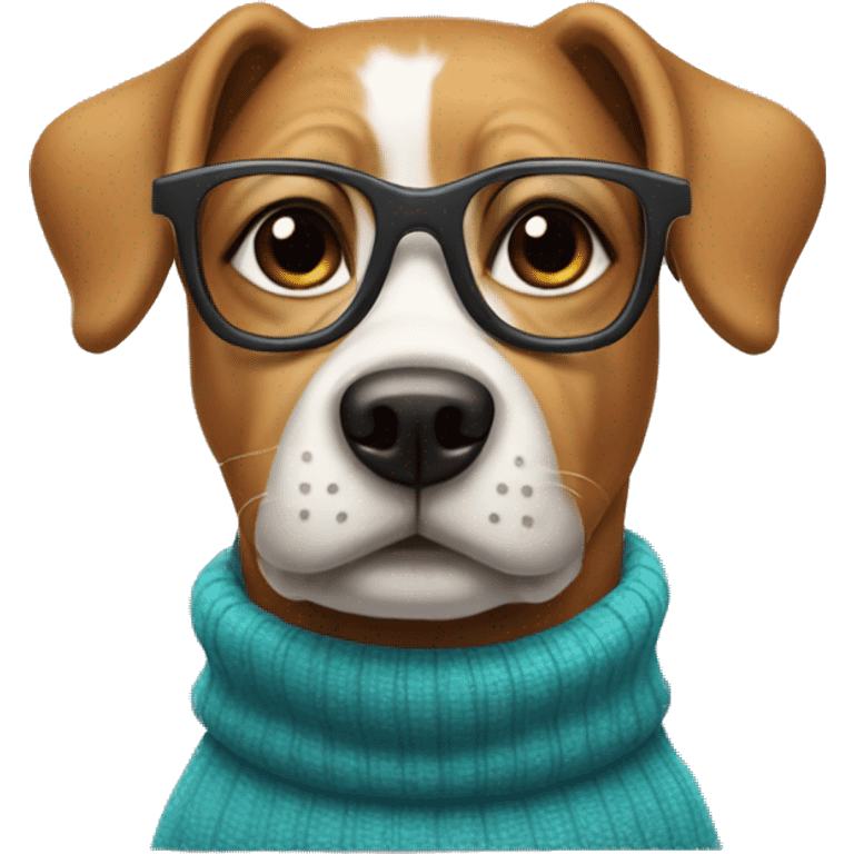 dog with glasses and  wearing turtleneck emoji