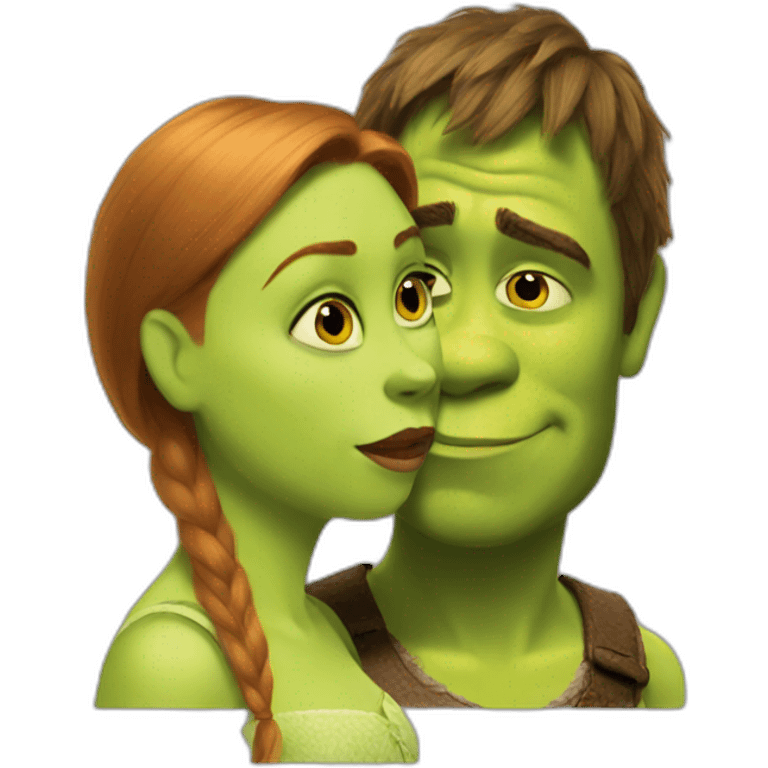 Shrek kissing fiona emoji