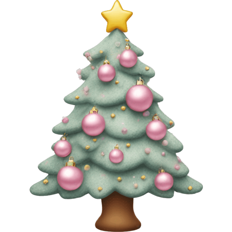 Pastel pink decorated Christmas tree emoji