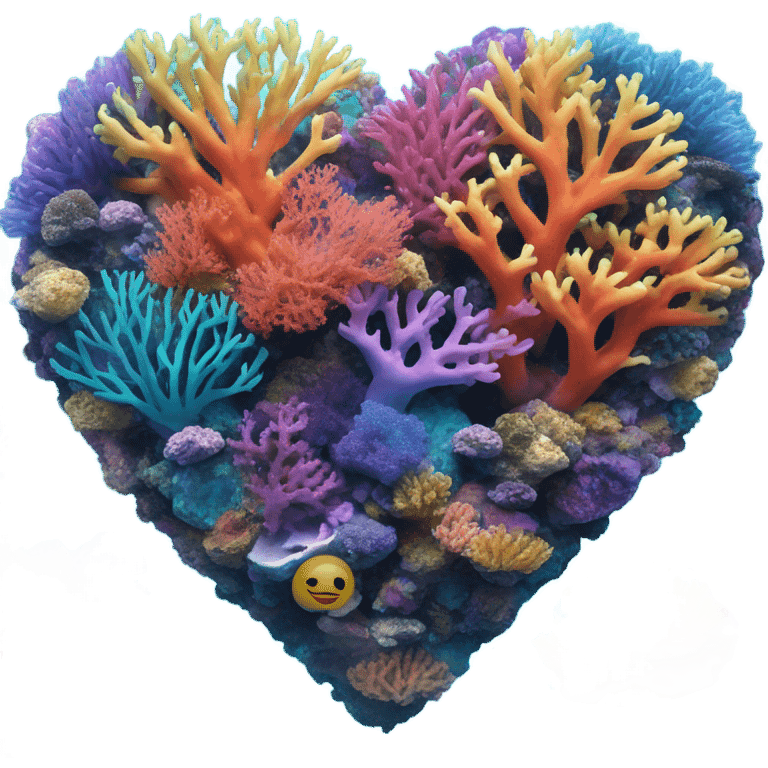 Colorful ocean Coral reef in a the shape of a heart emoji