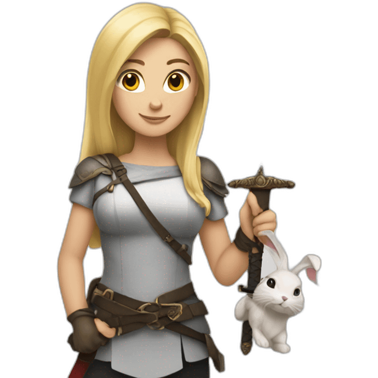 Woman blonde with sword and rabbit emoji