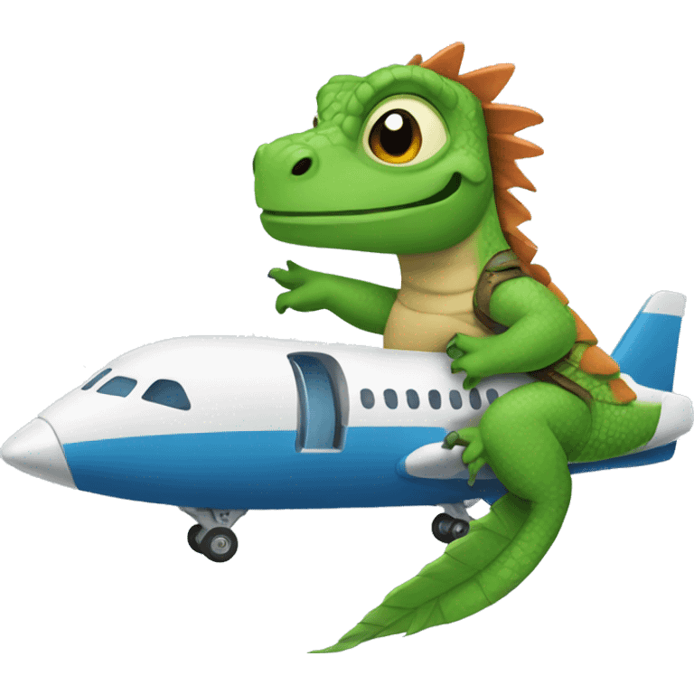 An iguana riding on an airplane  emoji