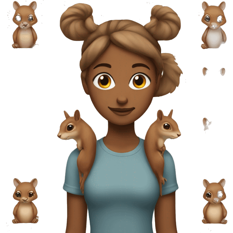 girl with a squirrel on her head emoji