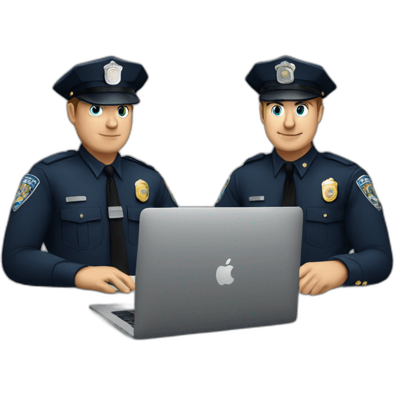 two police officers coding using a macbook emoji