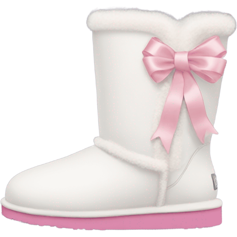 White Ugg boots with light pink ribbons  emoji