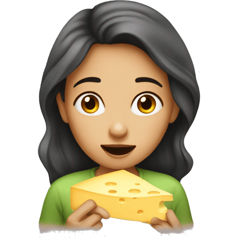 a girl smelling cheese emoji