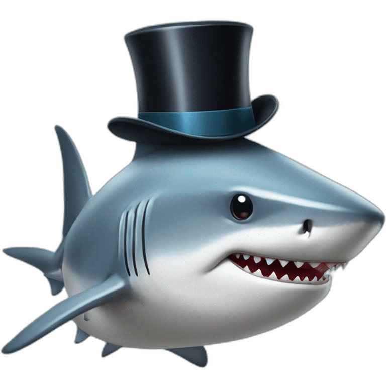 Shark with a top hat emoji