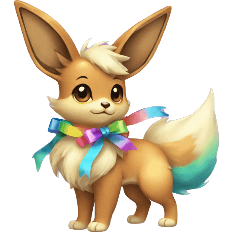 Shiny colorful Eevee with ribbons emoji