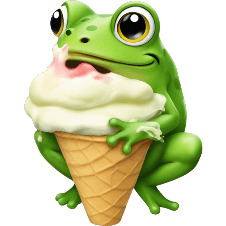 Frog eating ice cream  emoji