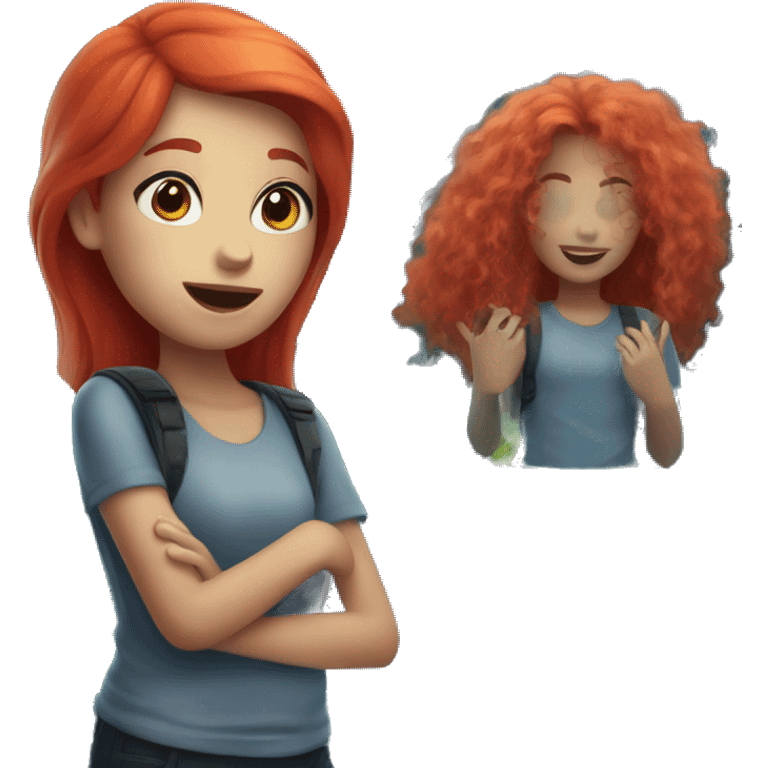 red haired girl at aquarium emoji