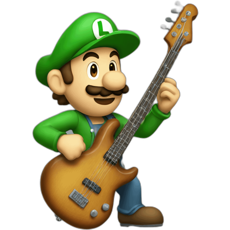 Luigi playing bass guitar emoji