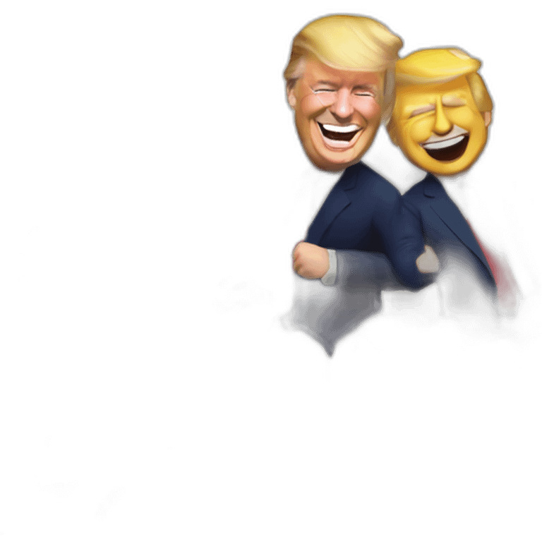 Trump and Macron laughing emoji