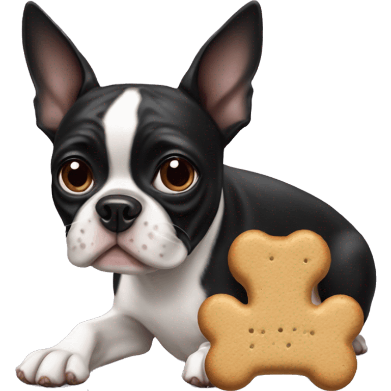 boston terrier with dog treat emoji