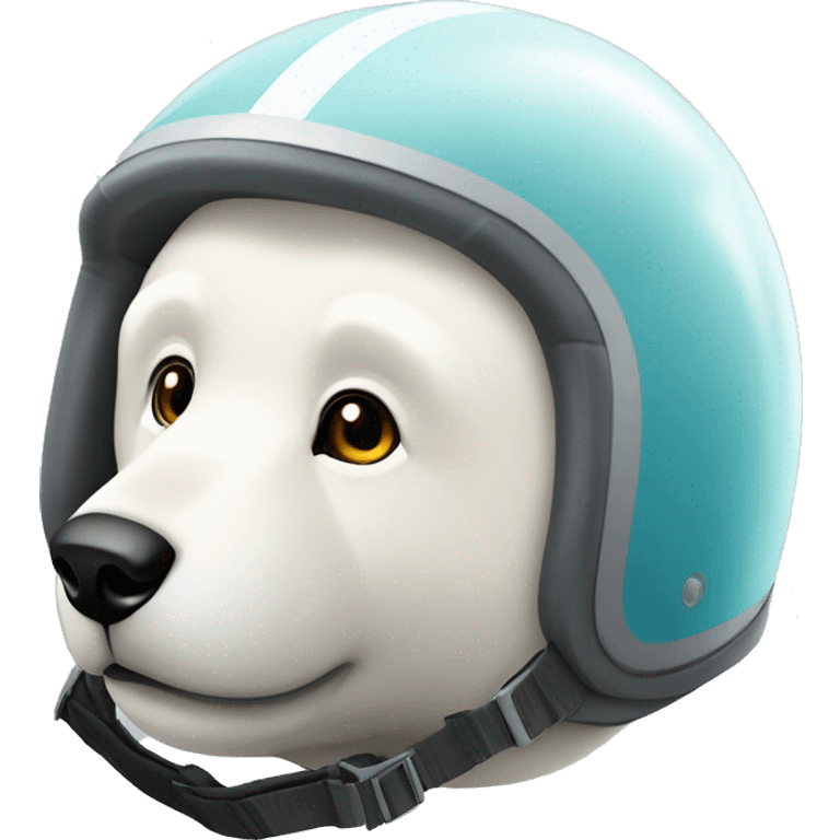 Oso polar usando un atuendo de la fórmula uno y sosteniendo un casco de piloto de carreras  emoji