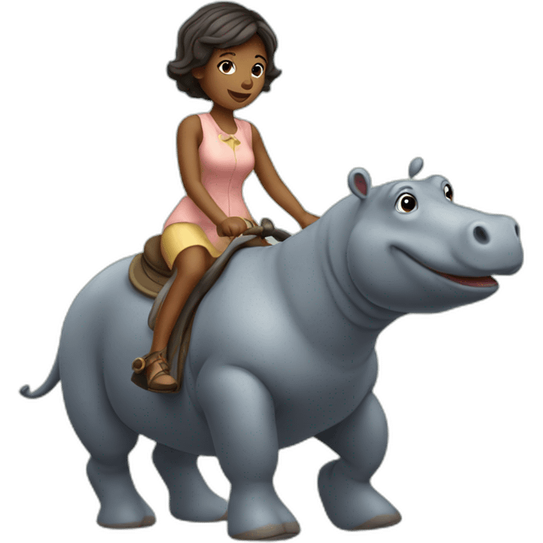 little lady riding hippo emoji