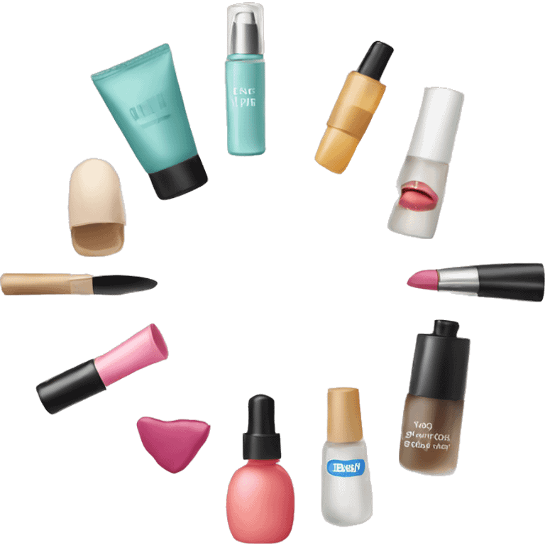 different cosmetics arranged in a circle emoji