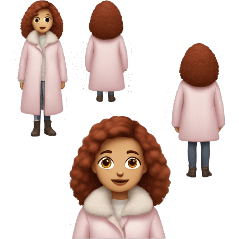 Burgundy haired girl wearing Pale pink full length fur coat emoji