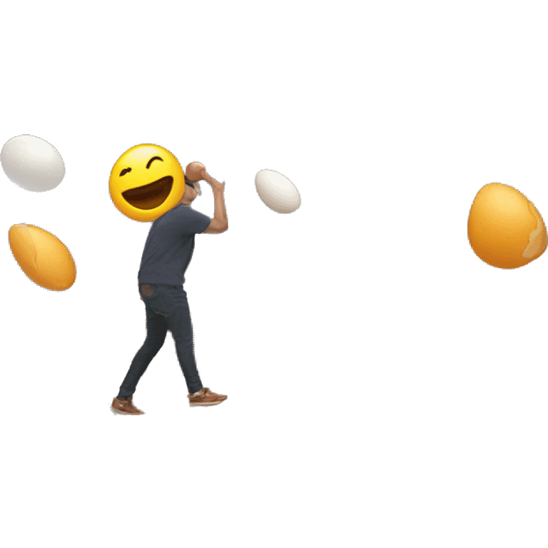 A person throwing eggs on the facade of a fast food restaurant emoji