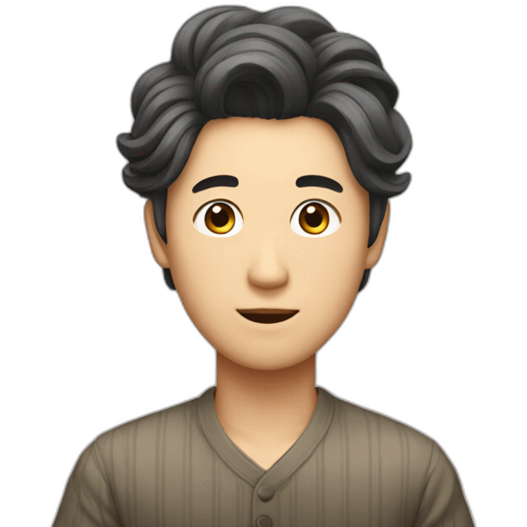 korean guy with curtains hair emoji