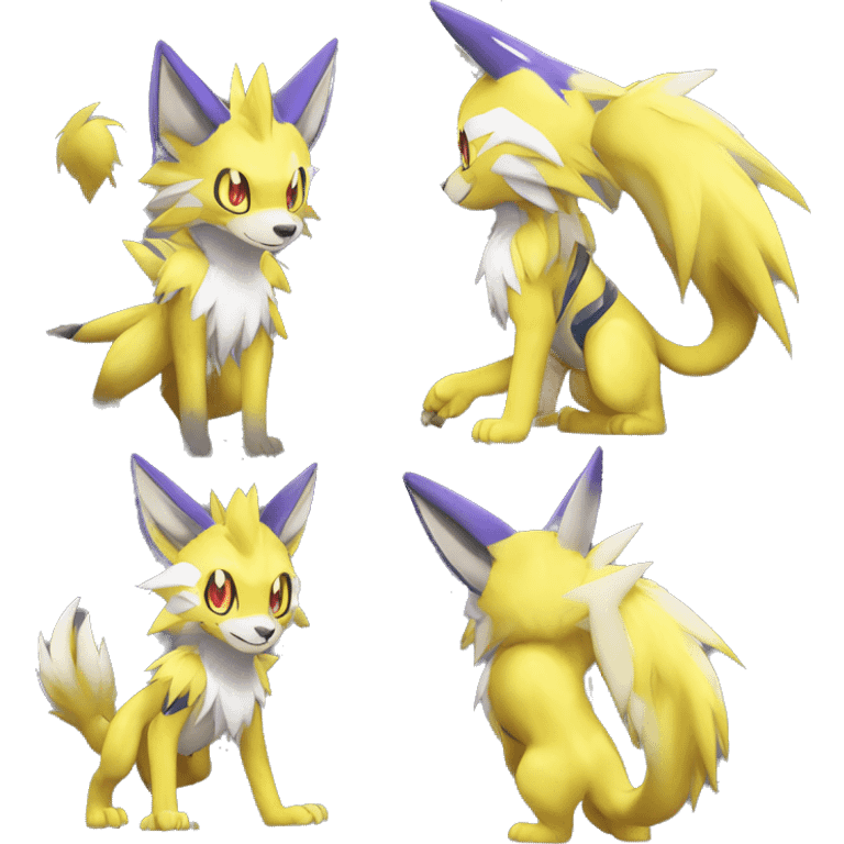 Shiny Colorful Anthro Edgy Cool Sonic-Zeraora-Renamon-Pokémon-Fakémon with shiny markings Full Body Detailed High Quality  emoji