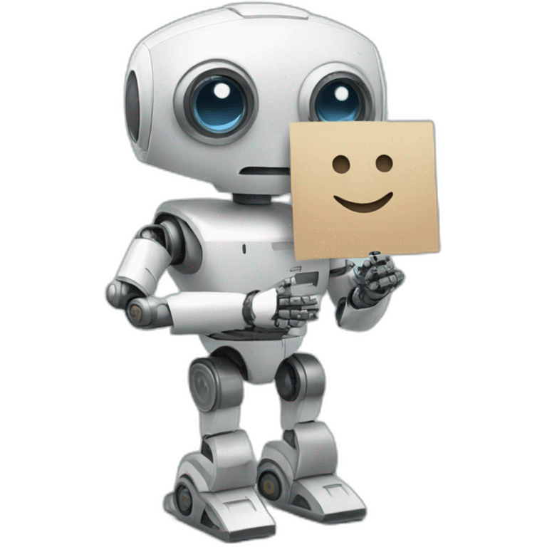 ai robot holding a sign emoji