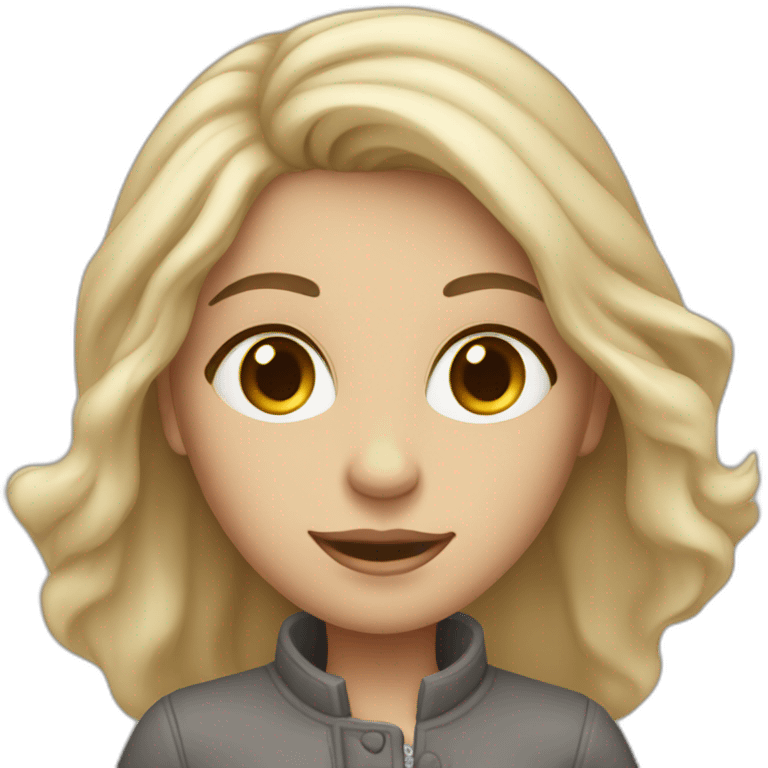 Fair-haired Woman with brown eyes drives grey car emoji