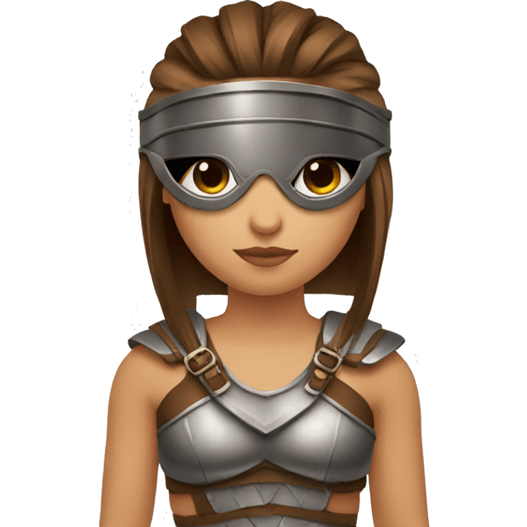 Girl gladiator head with long straight brown hair and sunglasses  emoji